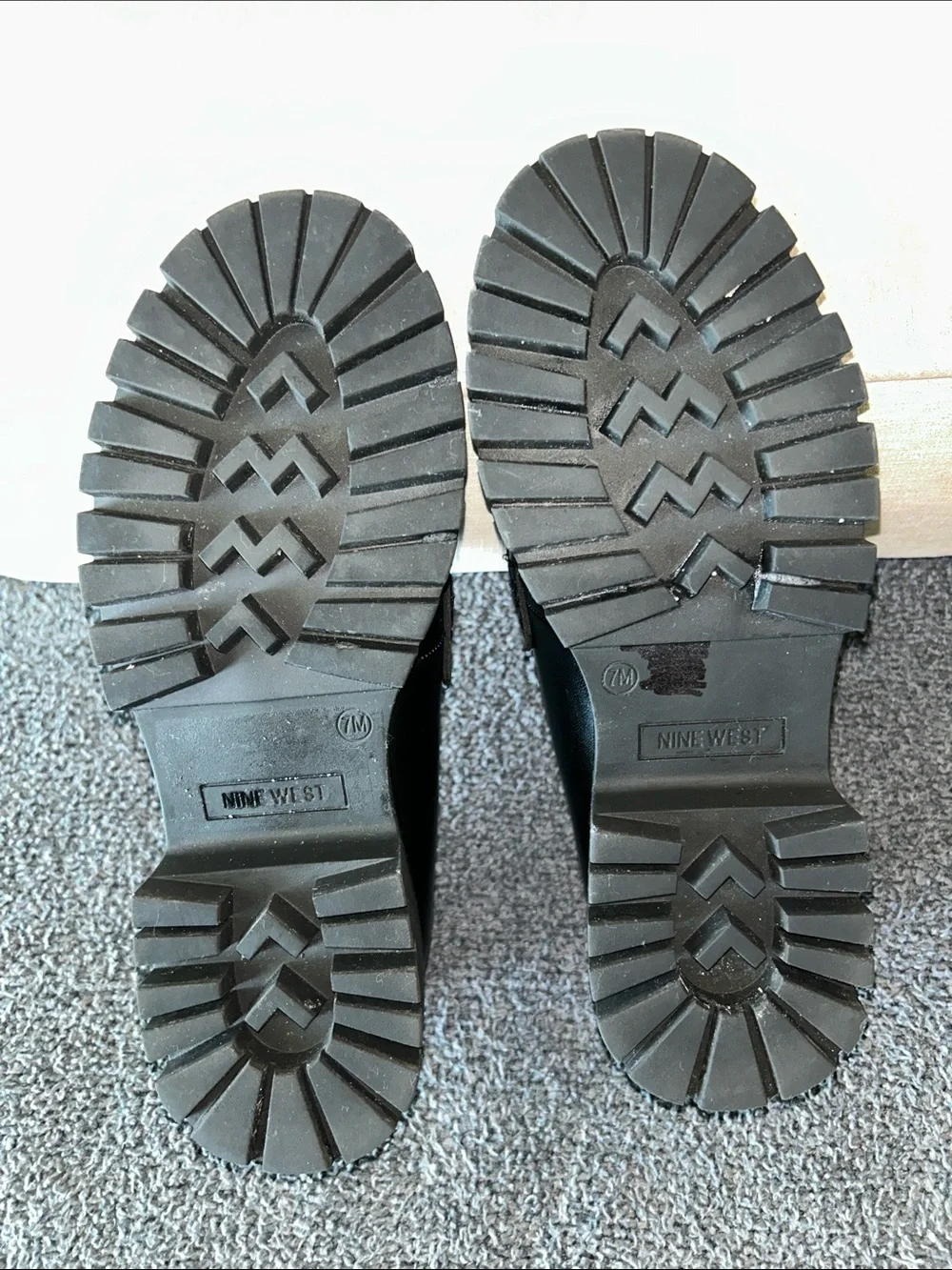 Nine West Black Loafers with Gold Chain Accent